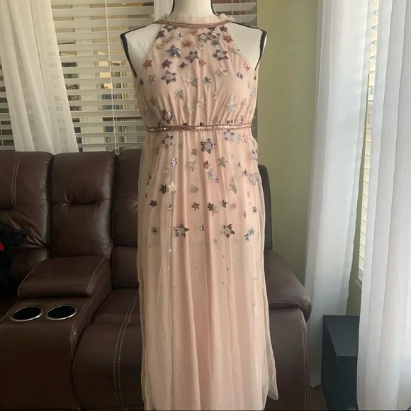 gb sequin dress GB Party Hoco Prom Cocktail Dress Gold Pearls Beads Sequins Beads NWT 7 Short